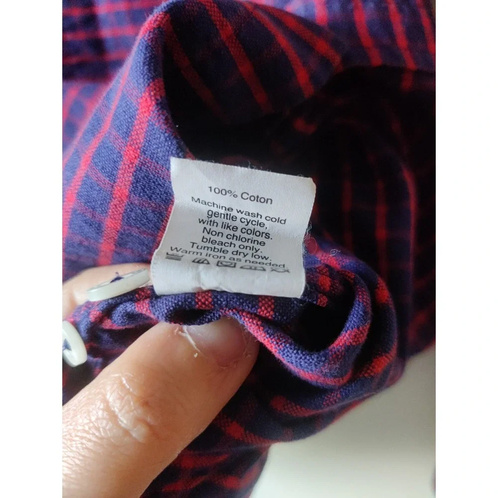 J CREW Oxford Slim Long Sleeve Button Down Blue /Red Size Medium 100%‎ Cotton
